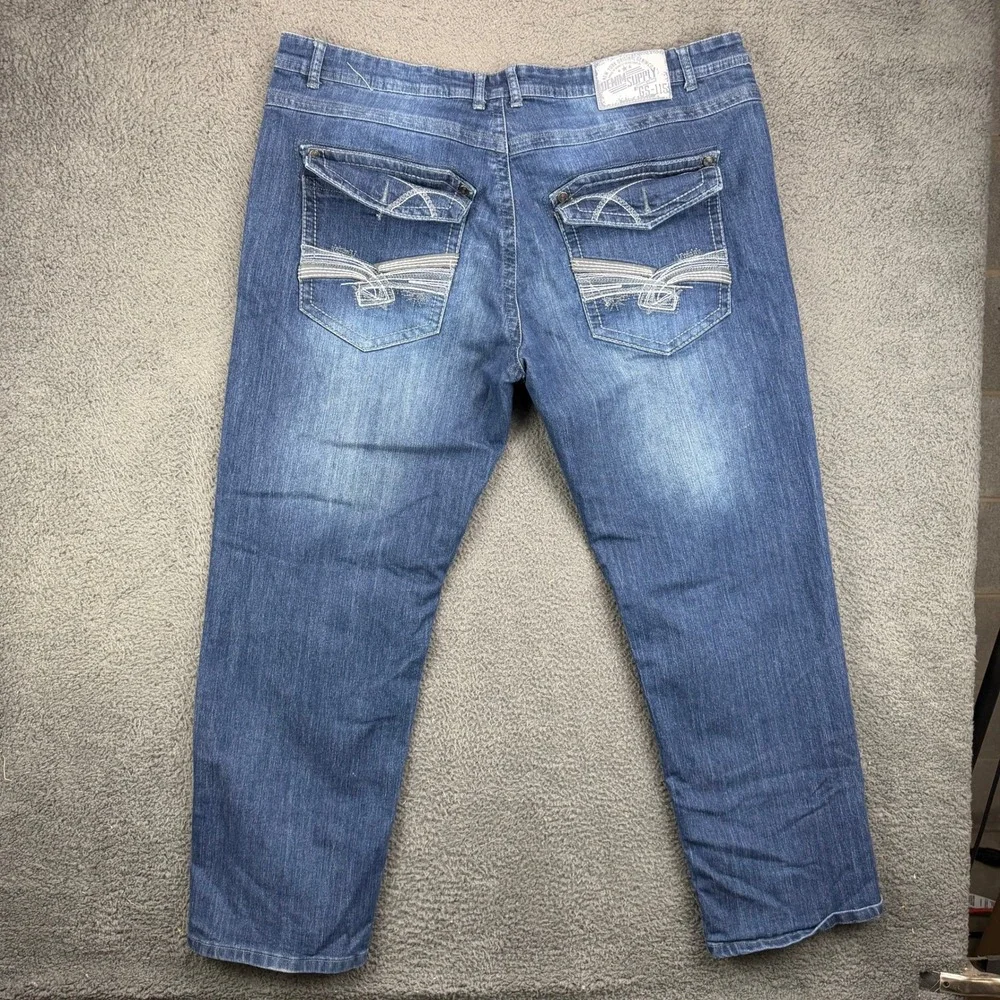 Denim Supply GS-115 Mens Blue Stretch Relaxed Fit Embroidered Jeans Size 44